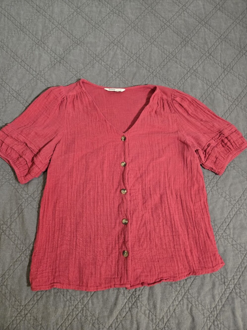 Women's Pink Button-Front Gauze Blouse (Sanoma-Goods For Life)